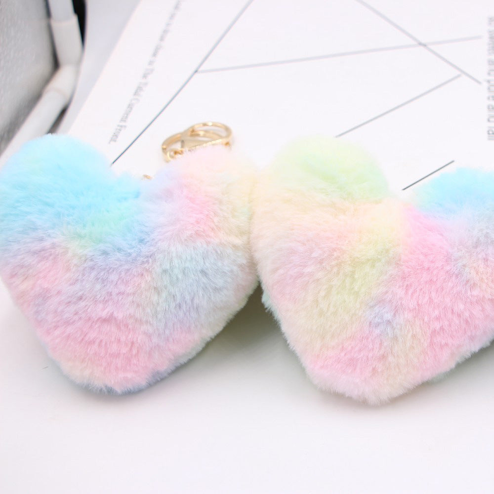 Wholesale Color Love Cute Fur Ball Plush Key Chain